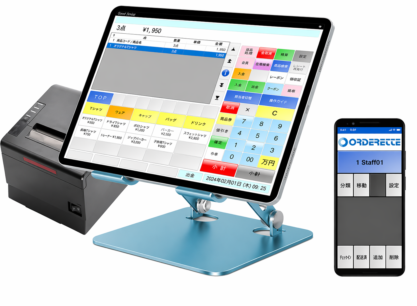 モバレジ製品イメージ（タブレットPOS・レシートプリンター・ハンディ）